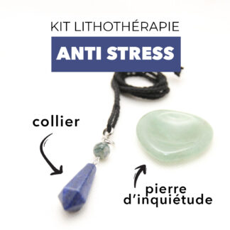 Kit de lithothérapie anti stress avec collier et pierre d'apaisement ou worry stone