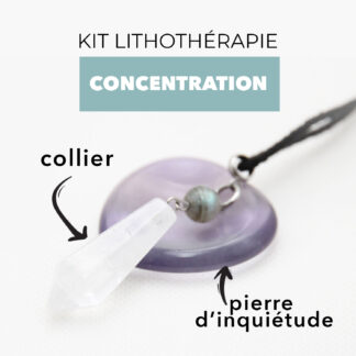 Le kit lithothérapie concentration est composé d'un coller et d'une pierre de pouce